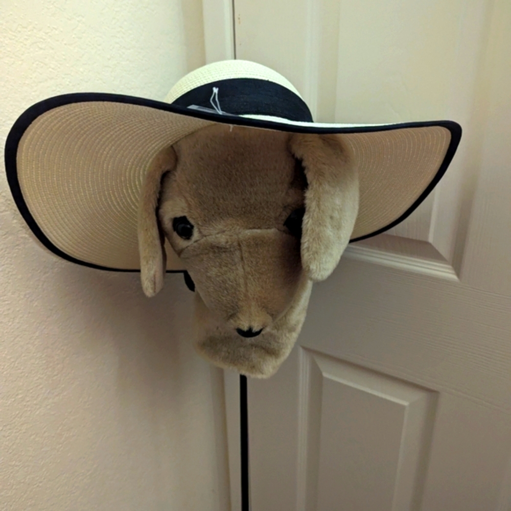 Brand New Light Cream With Black Ribbon Floppy Hat